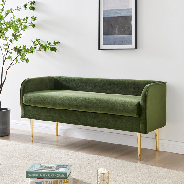 Marsha KD Velvet Bench, Dainty Green