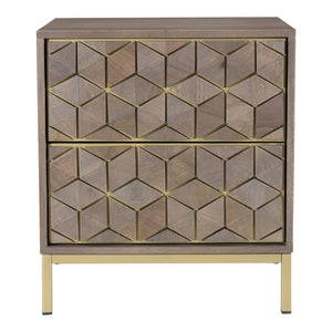 Moe's Corolla Nightstand Light Grey Mango Wood