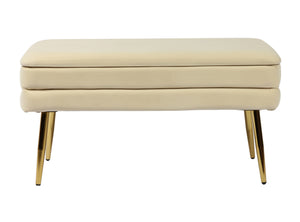 Ziva Cream Velvet Storage Bench