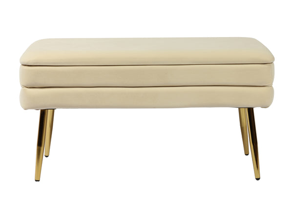 Ziva Cream Velvet Storage Bench