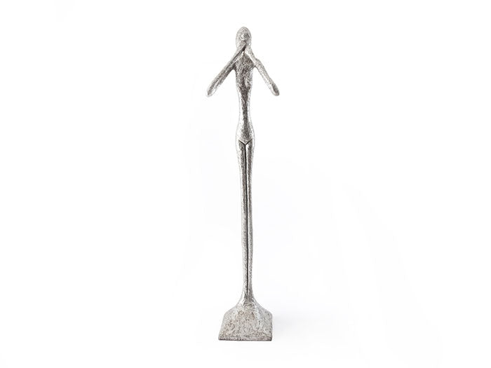 Speak No Evil Sculpture, Silver Leaf, Large 81"H