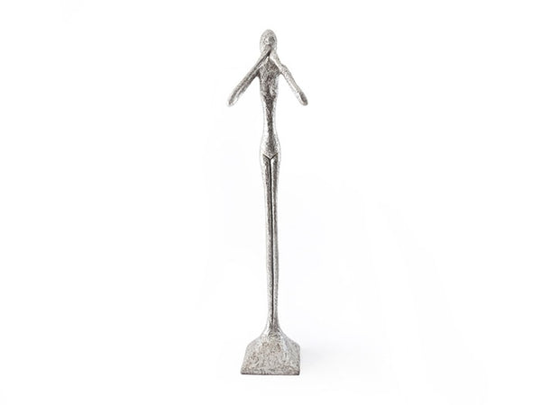 Speak No Evil Sculpture, Silver Leaf, Large 81"H