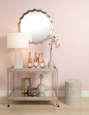 Wildflower Indoor/Outdoor Ceramic Side Table, Cream