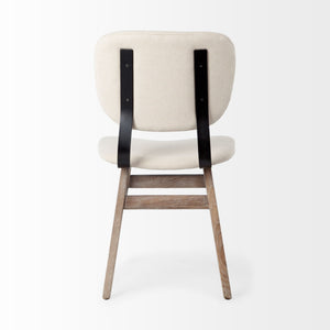 Haden I Cream Fabric Wrap Brown Solid Wood Base Dining Chair