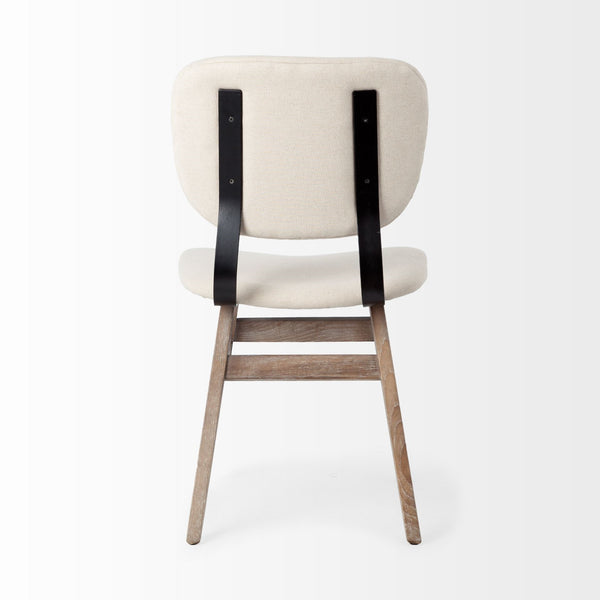 Haden I Cream Fabric Wrap Brown Solid Wood Base Dining Chair
