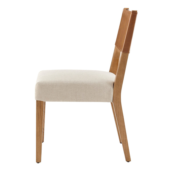 Kylo PU/ Fabric Dining Side Chair, Borneo Chocolate/Meridien Cream
