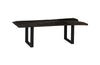 Chainsaw Dining Table with Glass, Chamcha Wood, Burnt Black, Black Iron U Legs