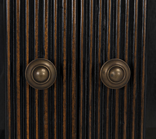 Noho Hutch in Mahogany, Hand-Rubbed Black with Light Brown Accents
