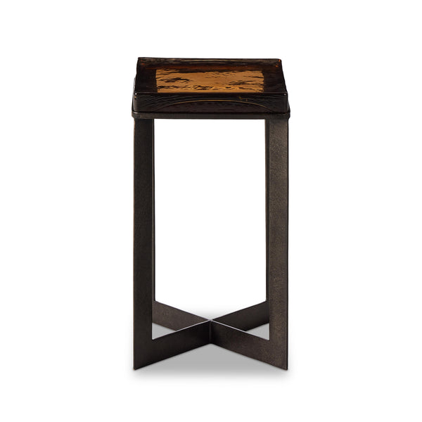 Lennie Cast Glass End Table in Amber