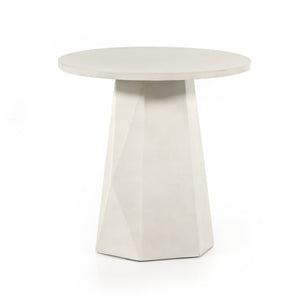 Bowman Outdoor End Table In White Concrete