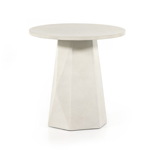 Bowman Outdoor End Table In White Concrete