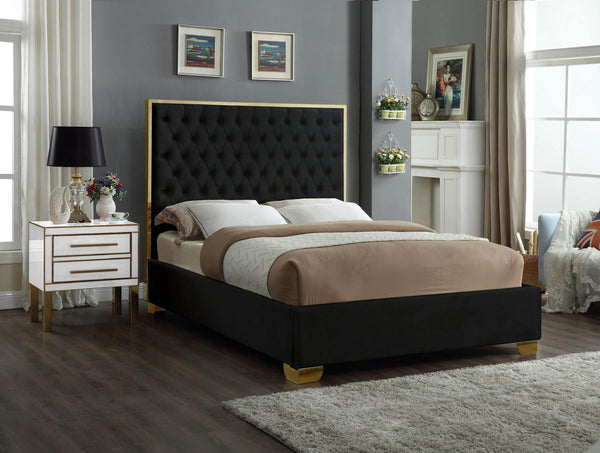 Jared Full Bed In Black Velvet