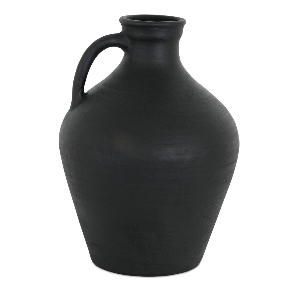 Lyra Black Terracotta Vase with Handle