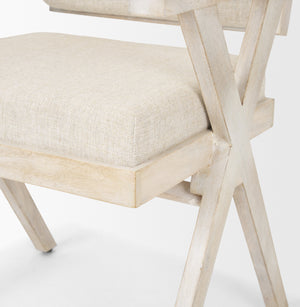 Topanga I Cream Fabric Wrap Blonde Wooden Frame Dining Chair