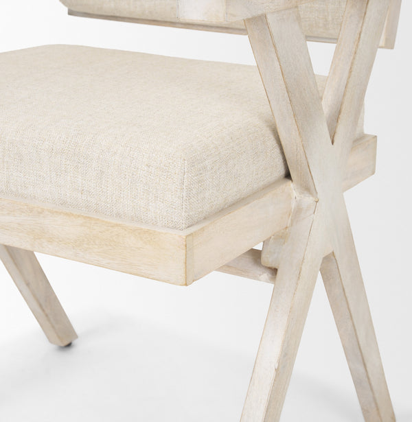Topanga I Cream Fabric Wrap Blonde Wooden Frame Dining Chair