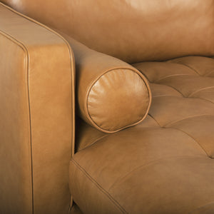 Svend 111.4L x 68.0W x 33.9H Tan Leather Left Chaise Sectional Sofa