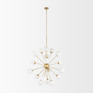 Barbara Brushed Gold Metal w/ Frosted Glass Globes  18-Light Chandelier