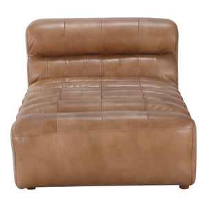 Ramsay Leather Chaise in Tan with Ribbed Detail