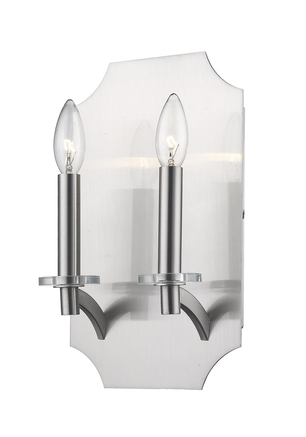 Zander 2 Light Wall Sconce in Brushed Nickel Finish