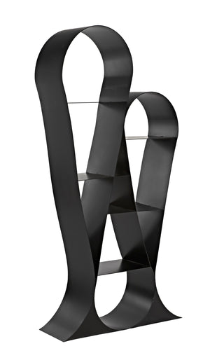 Zaha Industrial Steel Bookcase in Matte Black