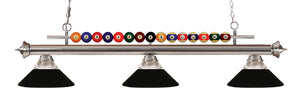 Shark 3 Light Billiard Light in Brushed Nickel Finish