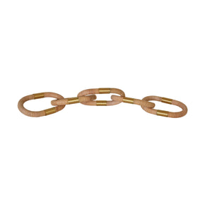 OVAL NATURAL RATTAN DECORATIVE CHAIN WITH BRASS DETAIL