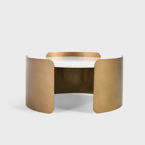 Viola Marble Round Coffee Table with Brass Base