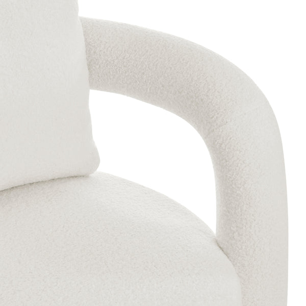 Maisie Faux Shearling Accent Arm Chair, Wilmont White