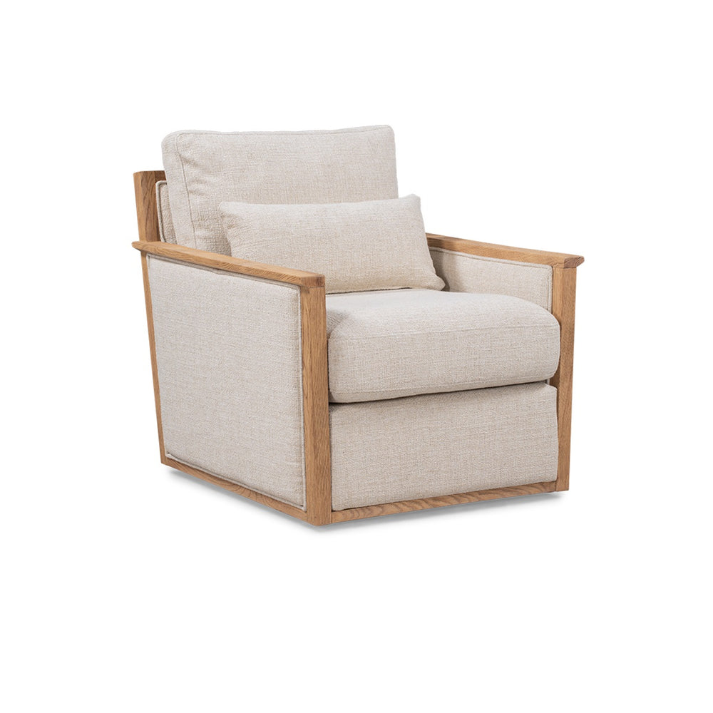 Norman Upholstered Swivel Chair in Natural Ash