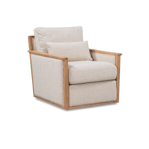 Norman Upholstered Swivel Chair in Natural Ash