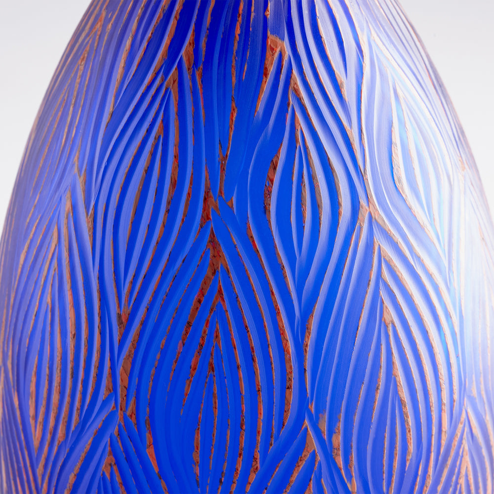 Small Fused Groove Vase in Blue