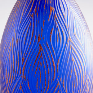 Small Fused Groove Vase in Blue
