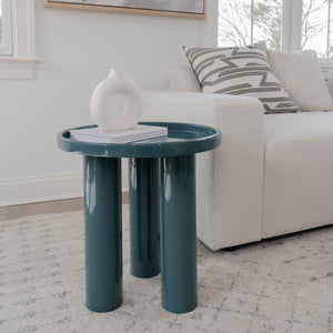Teal Enamel End Table