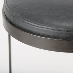 Tyson 17L x 18W x 28H Black Leather W/ Metal Frame Counter Stool