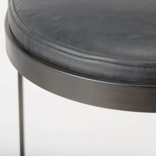 Tyson 17L x 18W x 28H Black Leather W/ Metal Frame Counter Stool