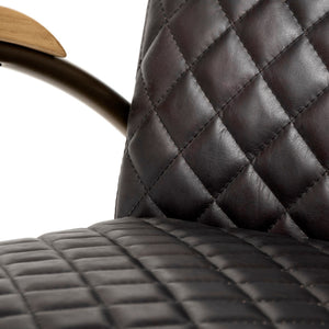 Horace I Black Leather Diamond Pattern w/Gold Iron Frame Accent Chair