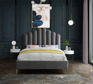 Anita Full Bed In Grey Velvet