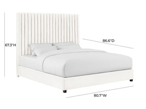 Arabelle White Velvet Bed in King