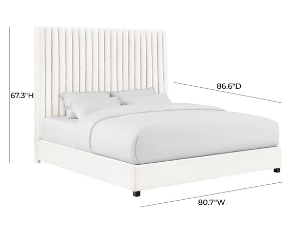 Arabelle White Velvet Bed in King