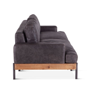 Portofino Distressed Antique Ebony Leather Sofa