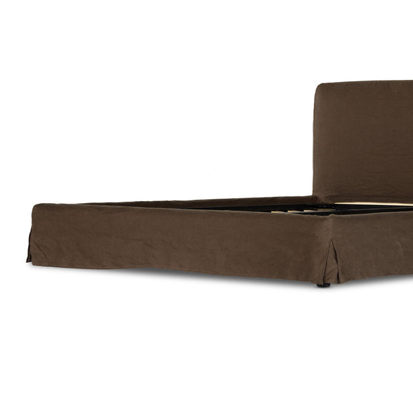 Aidan Slipcover King Bed - Brussels Coffee