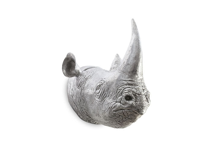 Rhinoceros Wall Sculpture, Silver Leaf