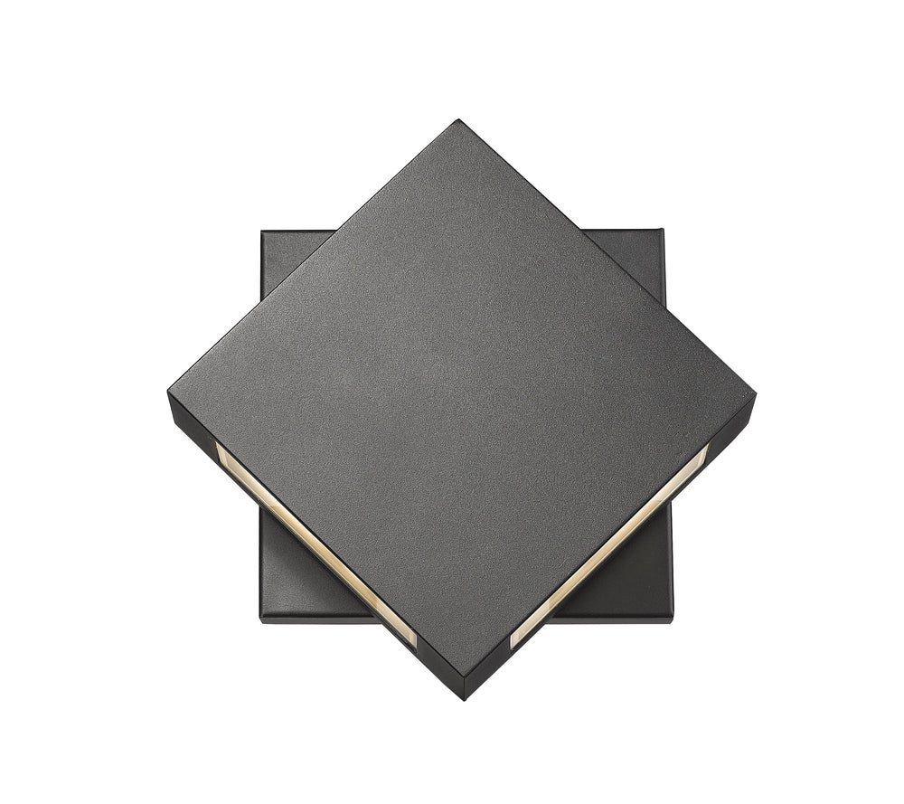 Quadrate 2 Light Outdoor Wall Sconce in Black Finish
