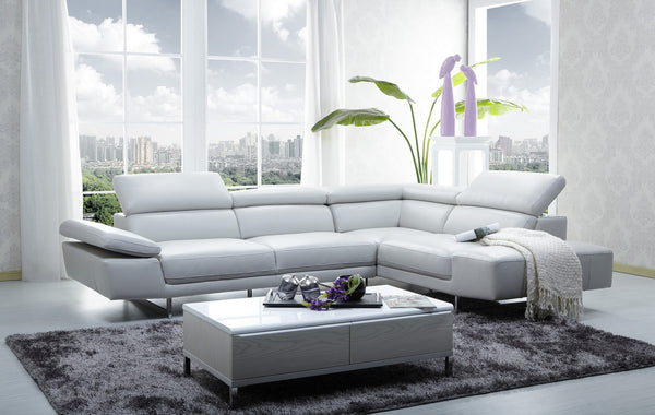 Russo Italian Leather Sectional Right Hand Chaise