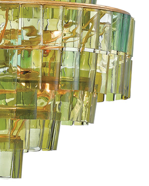 Sommelier Chandelier In Dark Contemporary Gold Leaf & Green