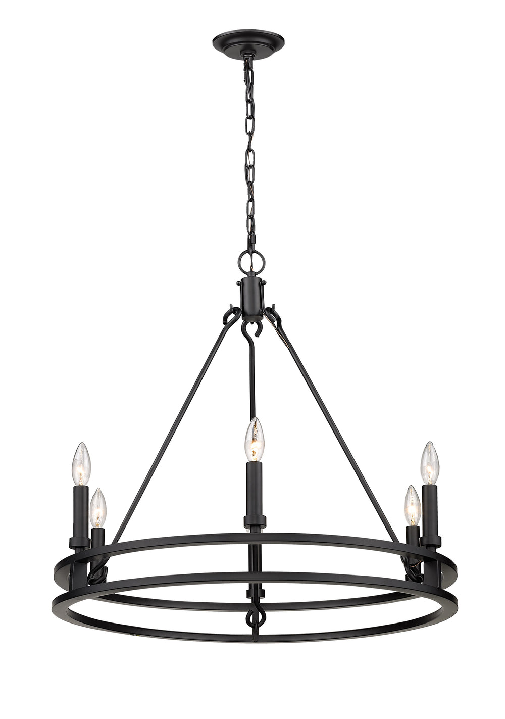 Dennison 6 Light Chandelier in Matte Black Finish