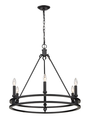 Dennison 6 Light Chandelier in Matte Black Finish