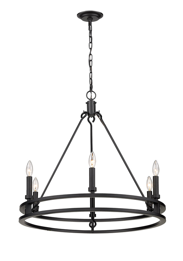 Dennison 6 Light Chandelier in Matte Black Finish