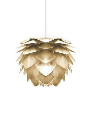 Silvia Plug-In Pendant in Brass Foil Finish with White Cord