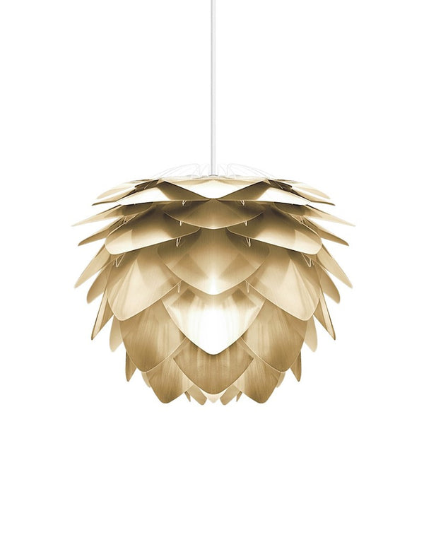 Silvia Plug-In Pendant in Brass Foil Finish with White Cord